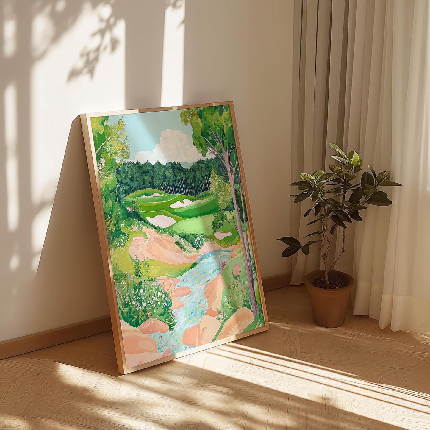 Golf Course Floral Pastel Art Print Posters - Premium Giclee Fine Art Prints - Golf Course Home Decor Posters, Golfer Art Prints for Home and Office Decor - Vintage Aesthetic, Ready to Frame