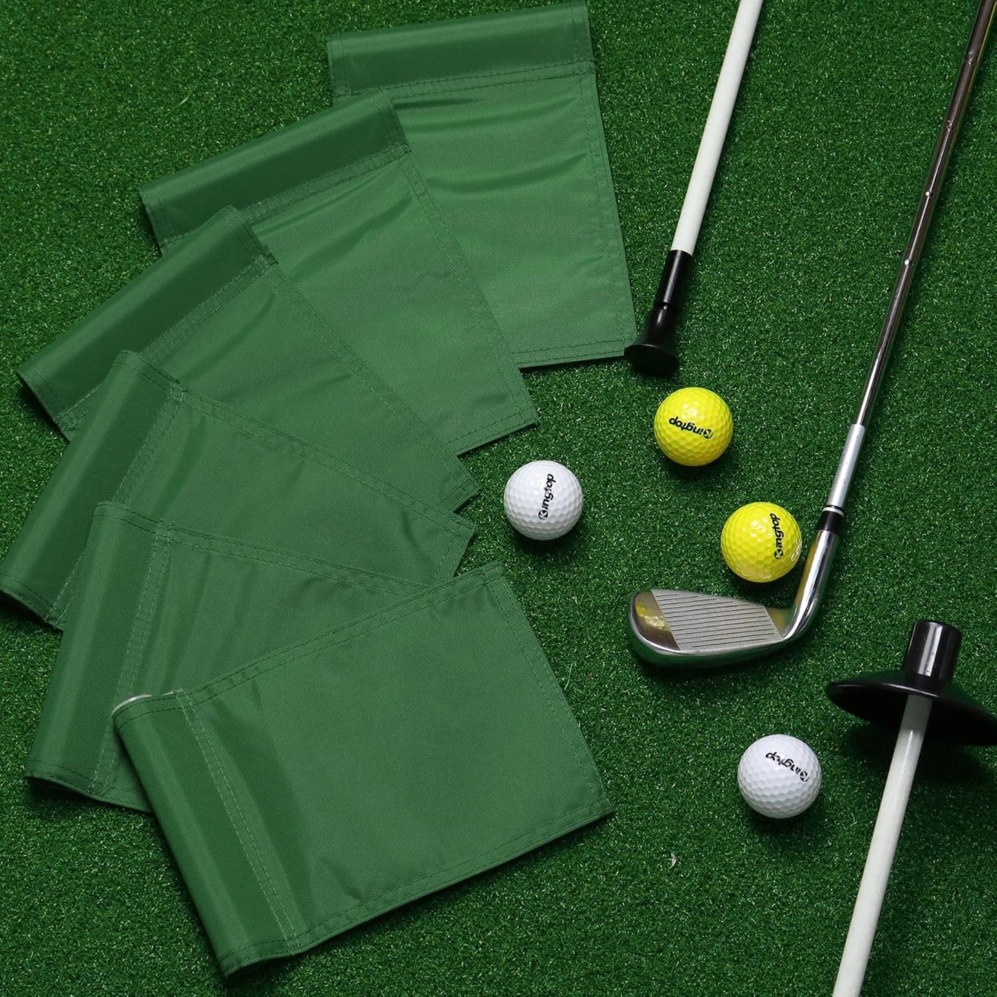 KINGTOP Solid Golf Flag All 8x6 Inch - 420D Nylon, Tube Inserted - Mini Putting Green Flags for Backyard Practice