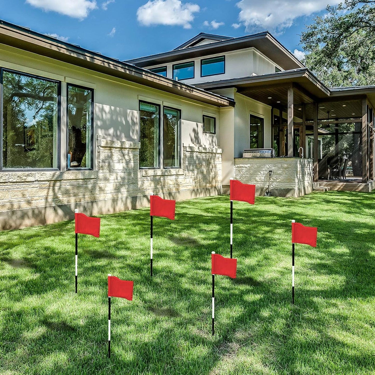 Oudain 6 Pcs Golf Target Flag with Tube Inserted Waterproof Putting Golf Flags 420D Nylon Mini Pin for Yard Indoor Outdoor Backyard Garden Portable, 8 x 6 Inch