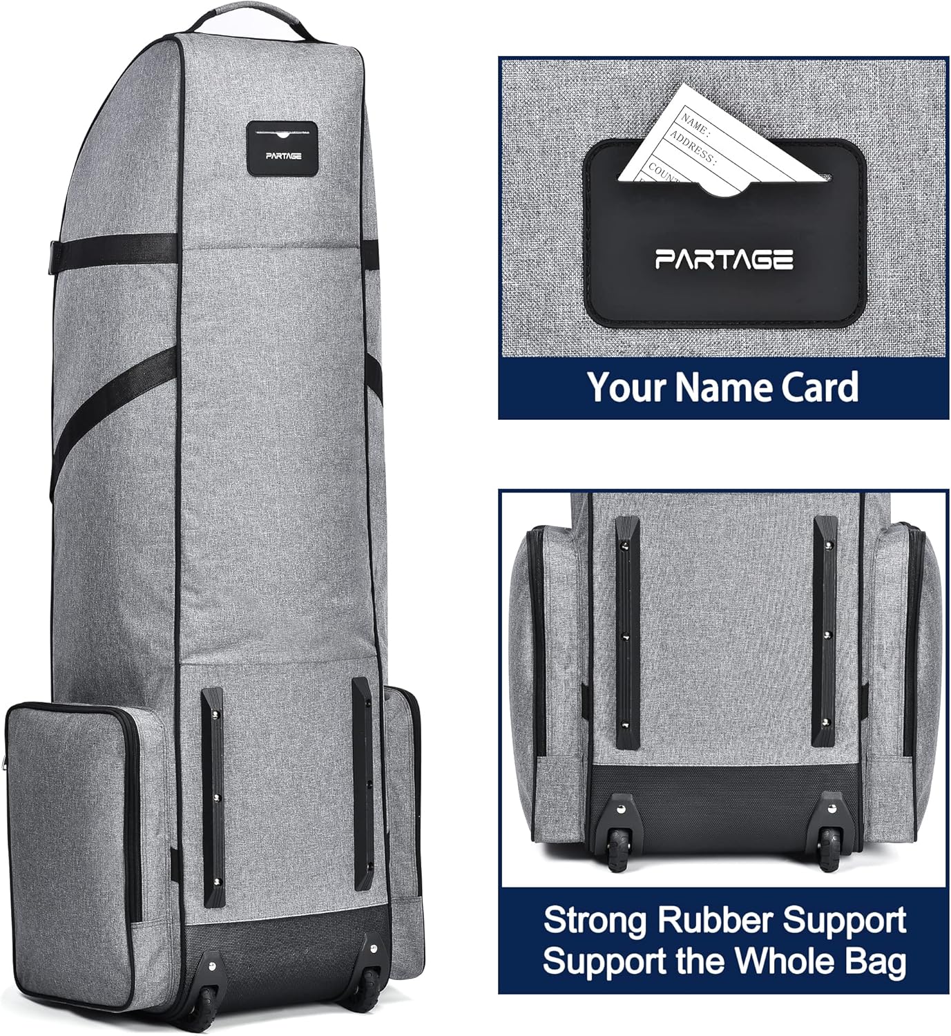 Partage Golf Travel Bag with Wheels,Golf Travel Case for Airlines -Black