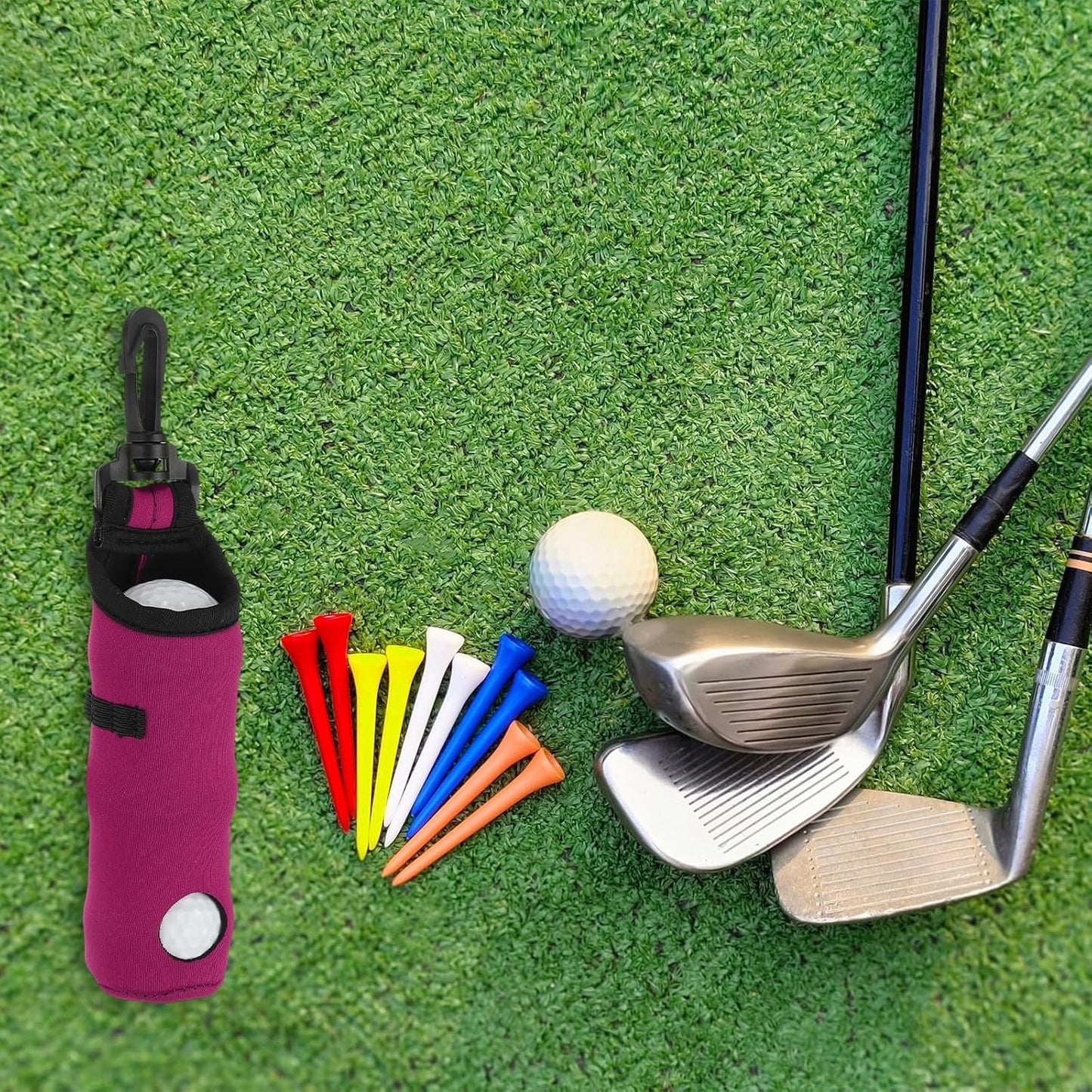 uxcell Golf Ball Carry Bag, Waist-Mounted Storage Bag Neoprene Golf Tee Holder Pouch with Lightweight Hook for Men and Women