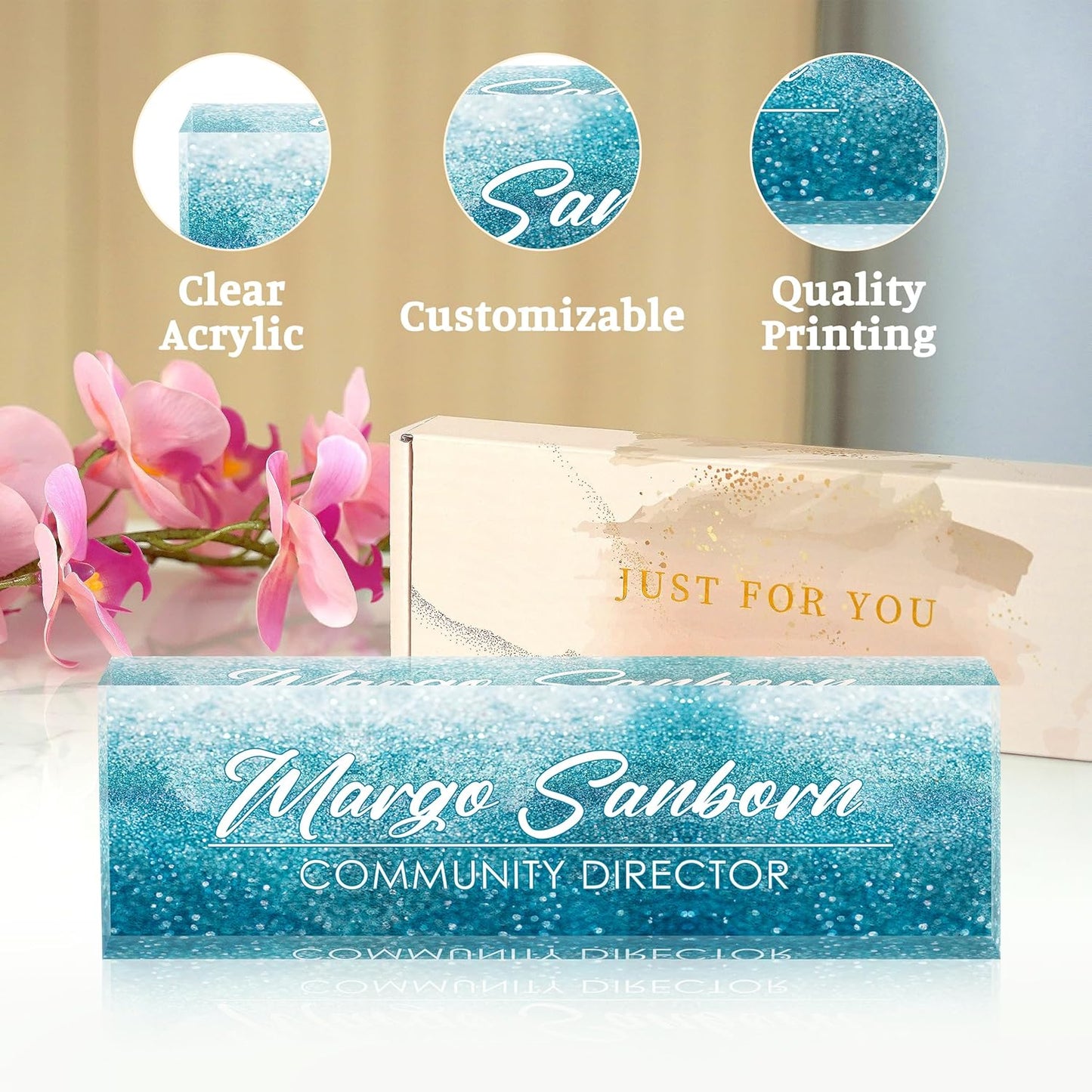 Desk Name Plate Personalized, Name Plate for Desk, Office Desk Decor for Women & Men, Custom Office Gifts for Boss, Manager, Teacher, Nurse, Doctor, Lawyer, Employee Appreciation Gifts