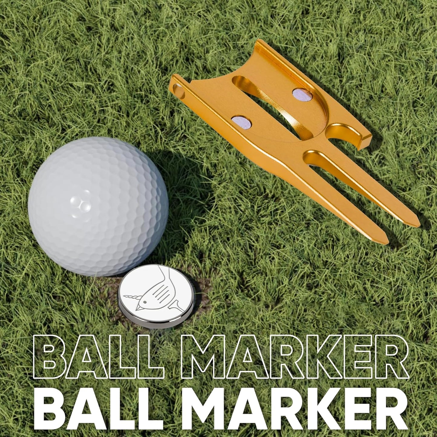 Birdicorn Golf Divot Repair Tool & Golf Ball Marker 6-in-1 Golf Divot Tool