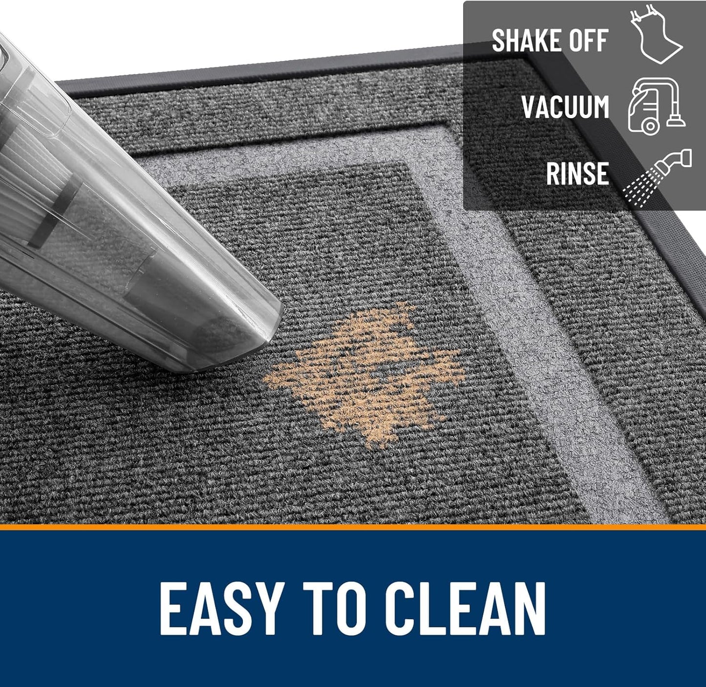 OLANLY Front Door Mat Indoor Outdoor Entrance, Waterproof All-Season, All-Weather Doormat, Sturdy Natural Rubber, Fade Resistant, Low Profile, Easy Clean Patio Porch Entryway Mat, 47x17, Dark Grey