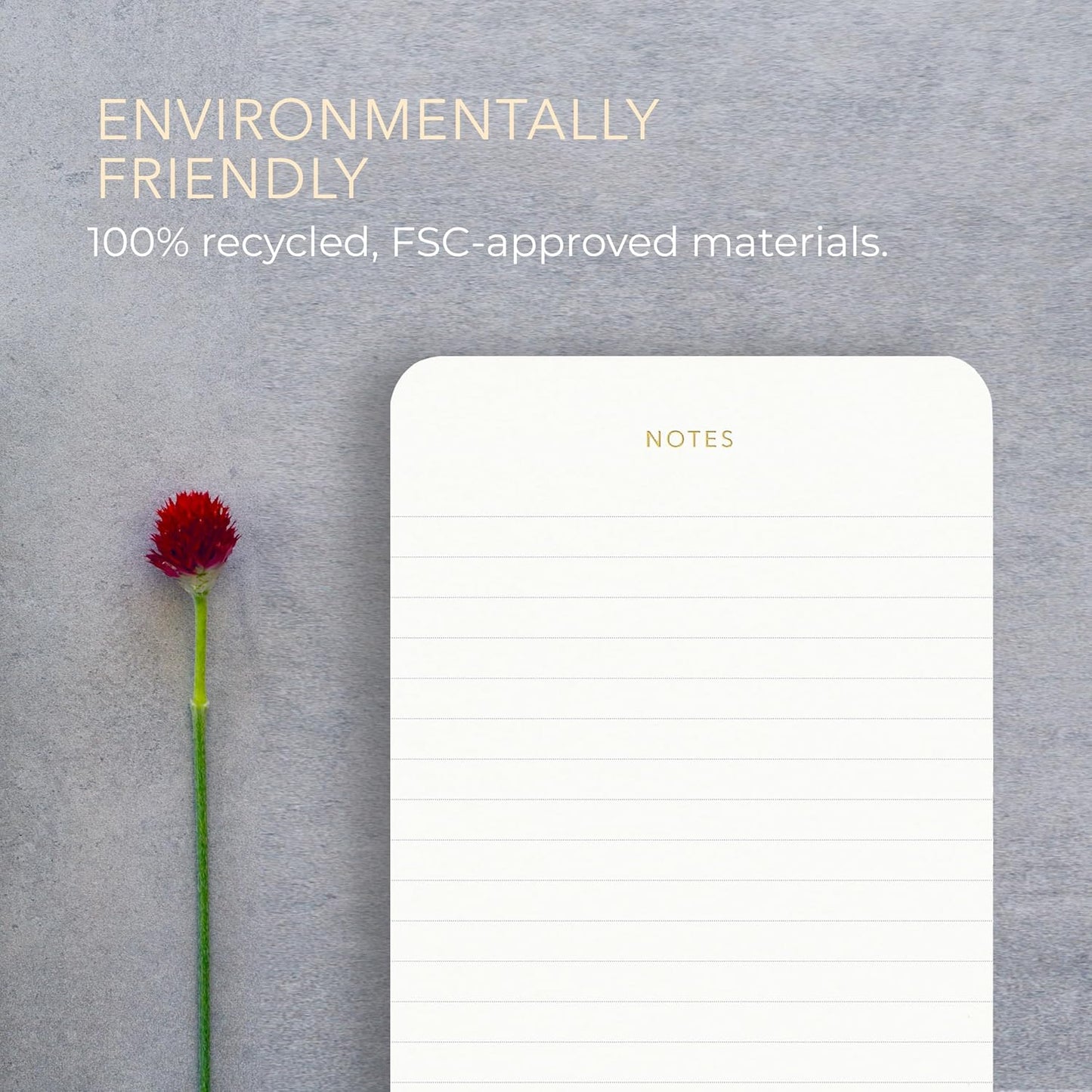 Elegant Desk Notepads for Professionals, Executive's Memo Pads, Minimalist, Gold Foiled, Lined Layout, 3 Pack, 225 Sheets Total (75 Each), 6.3" x 3.9”, 80 GSM, Eco-friendly, FSC™ Certified