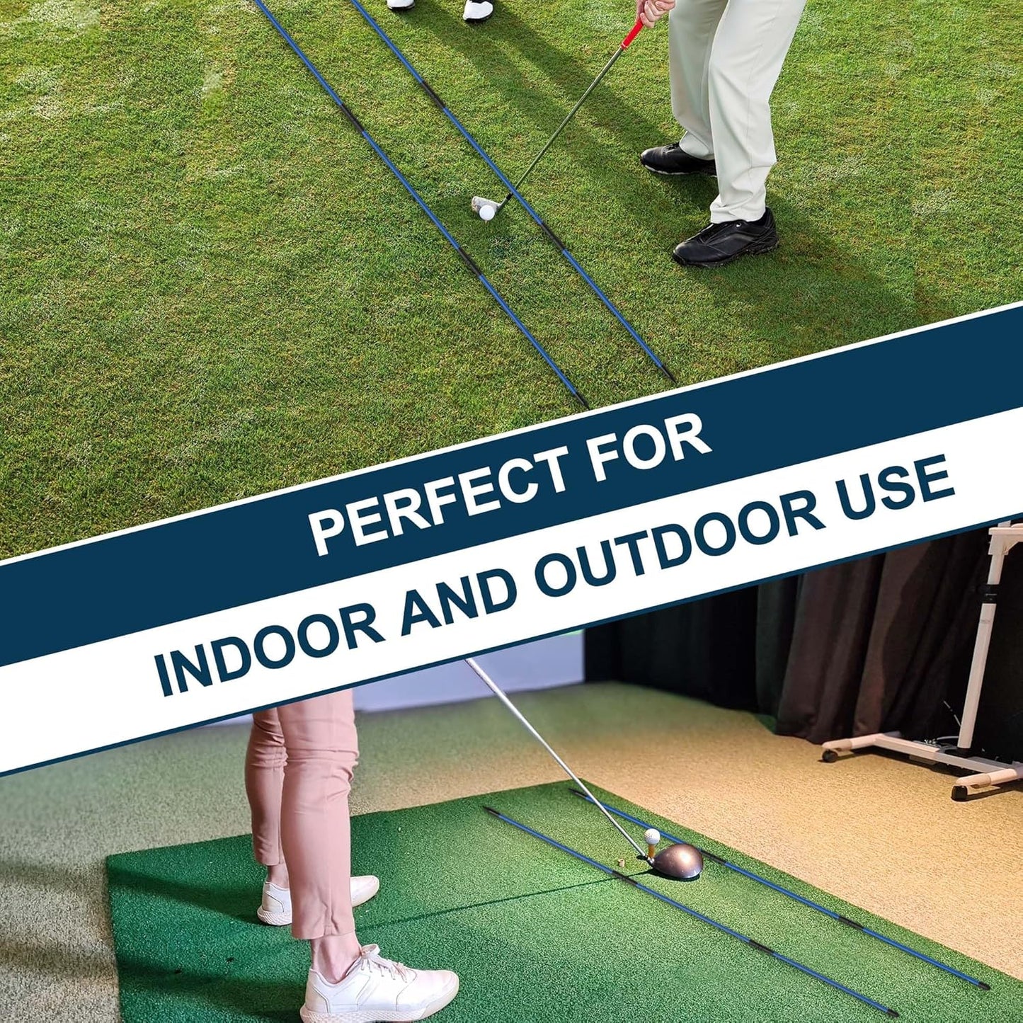 Kulamait 2 Pack Golf Alignment Sticks,Collapsible Golf Alignment Rods 48" Golf Practice Sticks Golf Training Aid for Aiming,Putting,Golf Training Sticks with Clear Tube Case