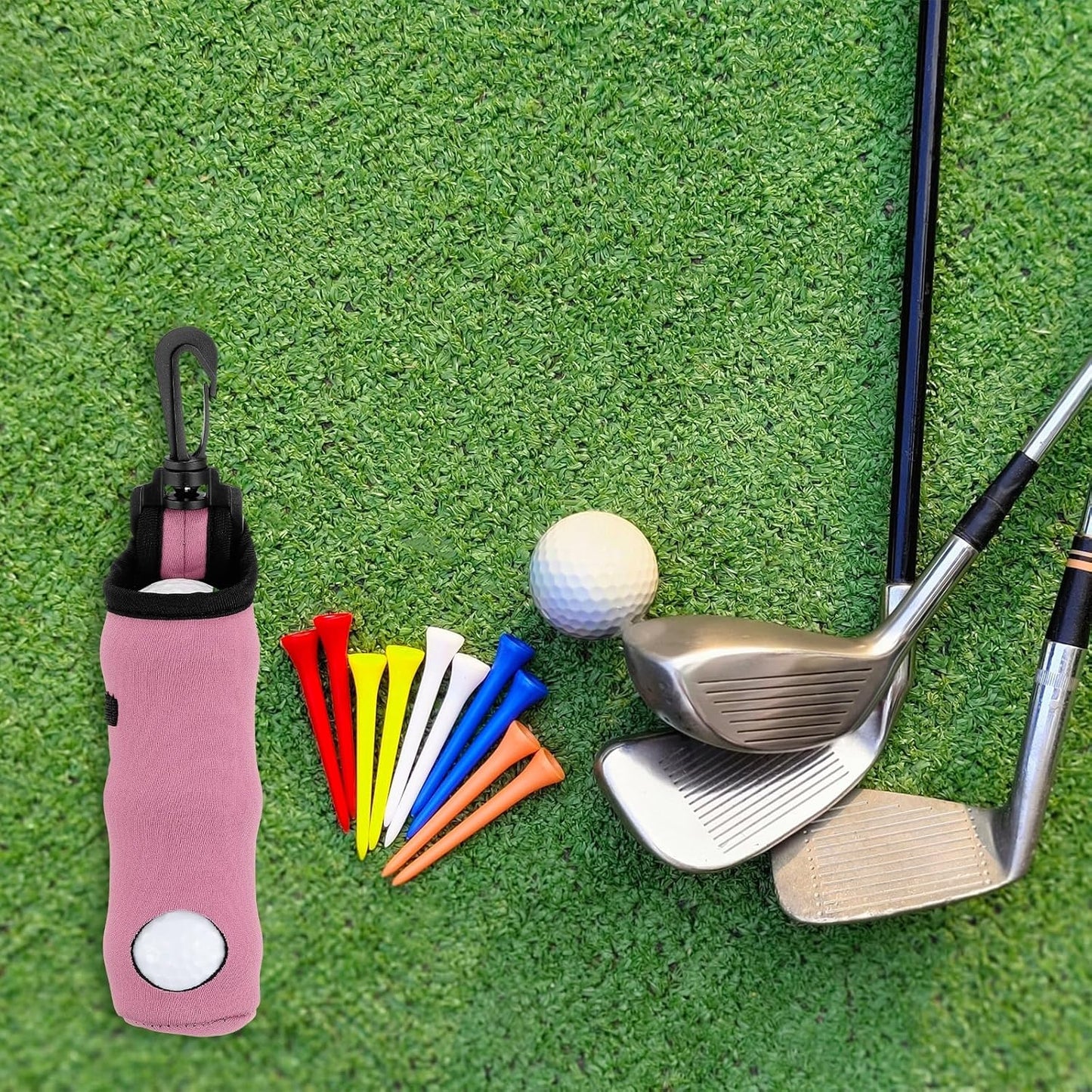 uxcell Golf Ball Carry Bag, Waist-Mounted Storage Bag Neoprene Golf Tee Holder Pouch with Lightweight Hook for Men and Women