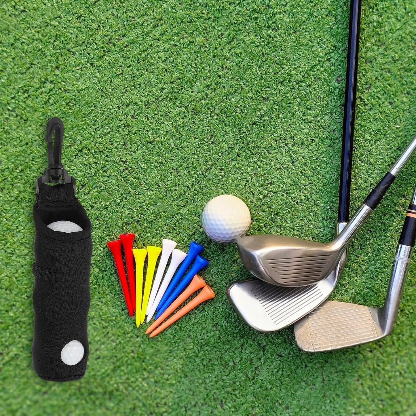 uxcell Golf Ball Carry Bag, Waist-Mounted Storage Bag Neoprene Golf Tee Holder Pouch with Lightweight Hook for Men and Women