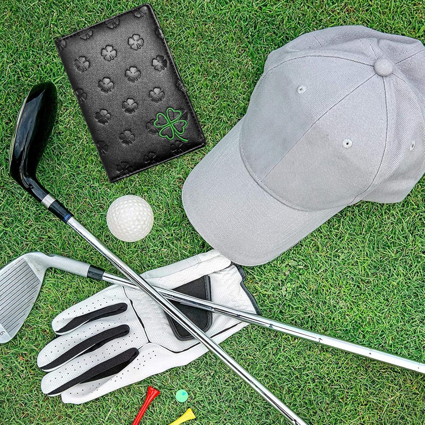 FINGER TEN Golf Scorecard Holder with 2 Free Pencils Value Pack, Premium Leather Yardage Books Cover Weatherproof, Lightweight Portable Score Tracking Accessories for Men Women