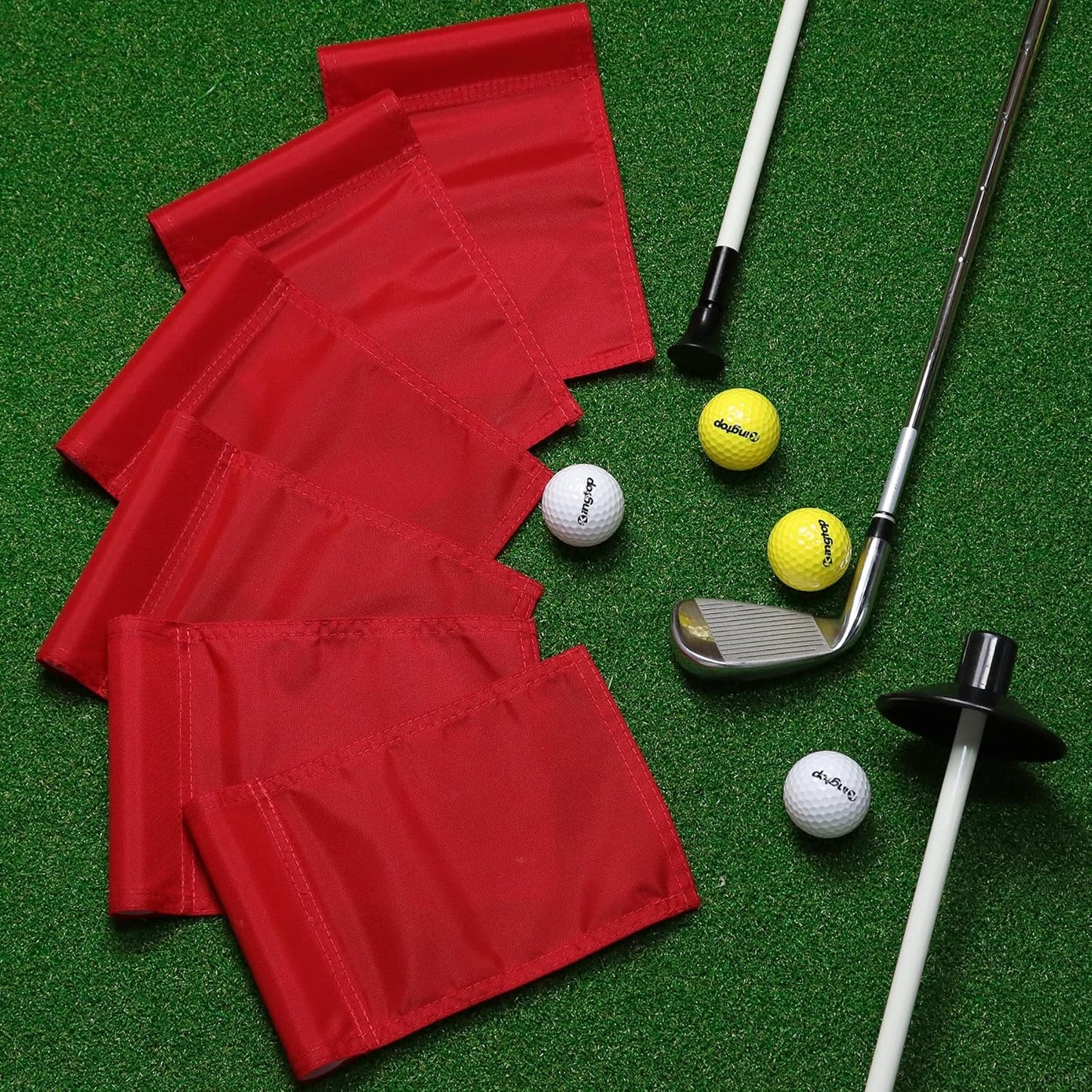 KINGTOP Solid Golf Flag All 8x6 Inch - 420D Nylon, Tube Inserted - Mini Putting Green Flags for Backyard Practice
