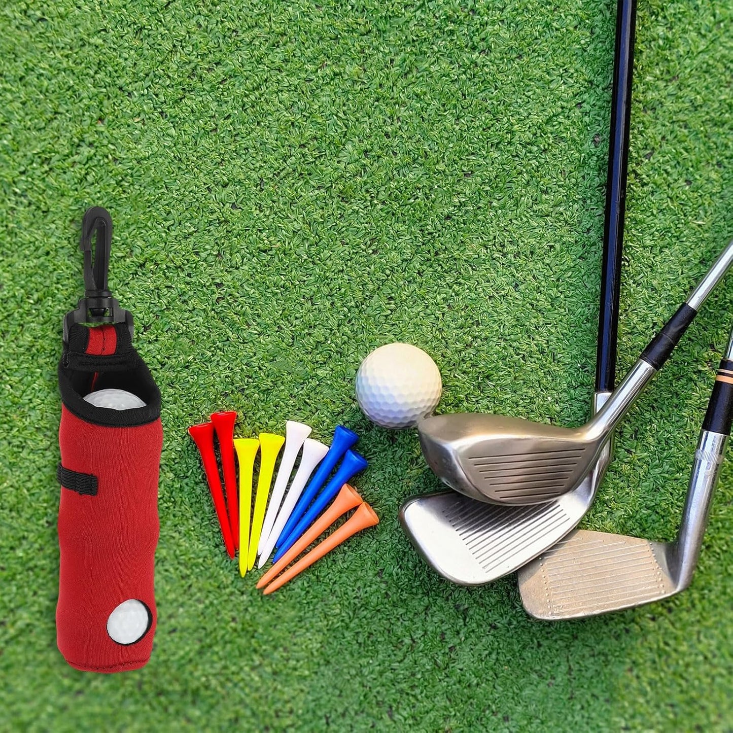 uxcell Golf Ball Carry Bag, Waist-Mounted Storage Bag Neoprene Golf Tee Holder Pouch with Lightweight Hook for Men and Women