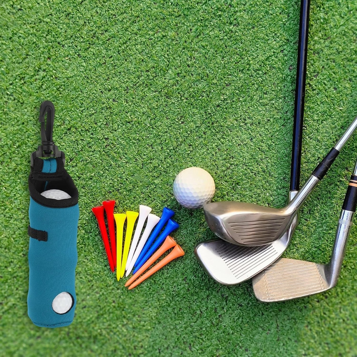 uxcell Golf Ball Carry Bag, Waist-Mounted Storage Bag Neoprene Golf Tee Holder Pouch with Lightweight Hook for Men and Women