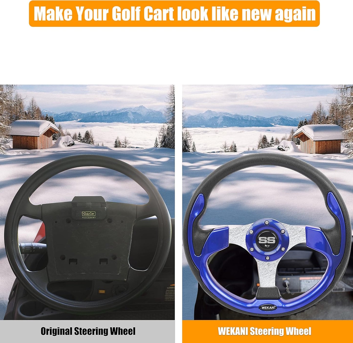 Golf Cart Steering wheel for EZGO YAMAHA and Club Car Precedent Most Golf carts Blue
