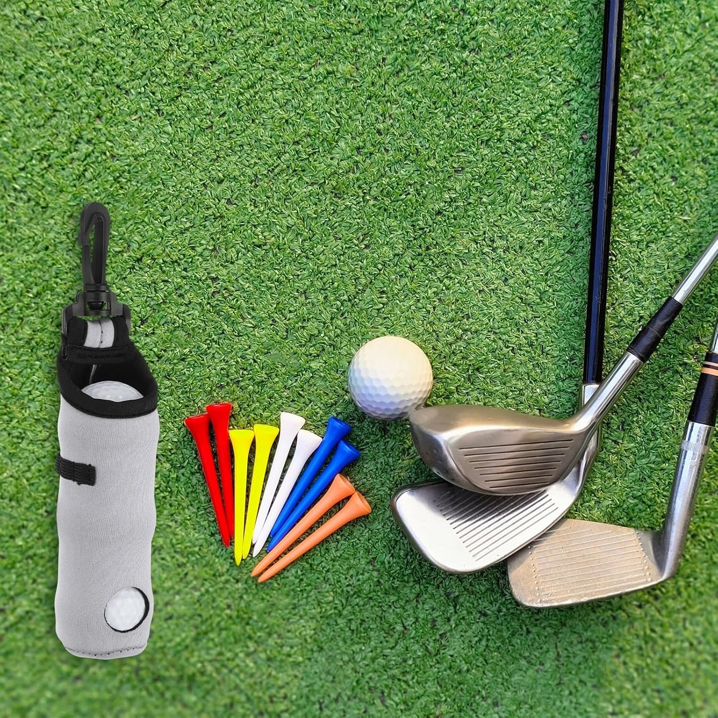 uxcell Golf Ball Carry Bag, Waist-Mounted Storage Bag Neoprene Golf Tee Holder Pouch with Lightweight Hook for Men and Women