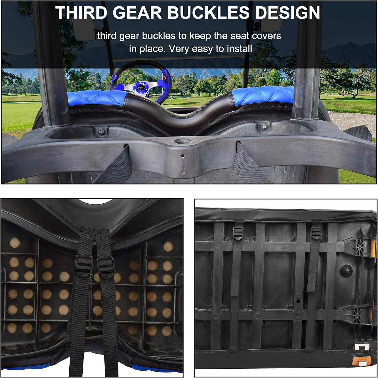 NOKINS Golf Cart Diamond Seat Covers Kit, Fit for Club Car Precedent OEM Standard Front Seat Cushion, Golf Cart Vinyl Seat Cover, No Nails Required