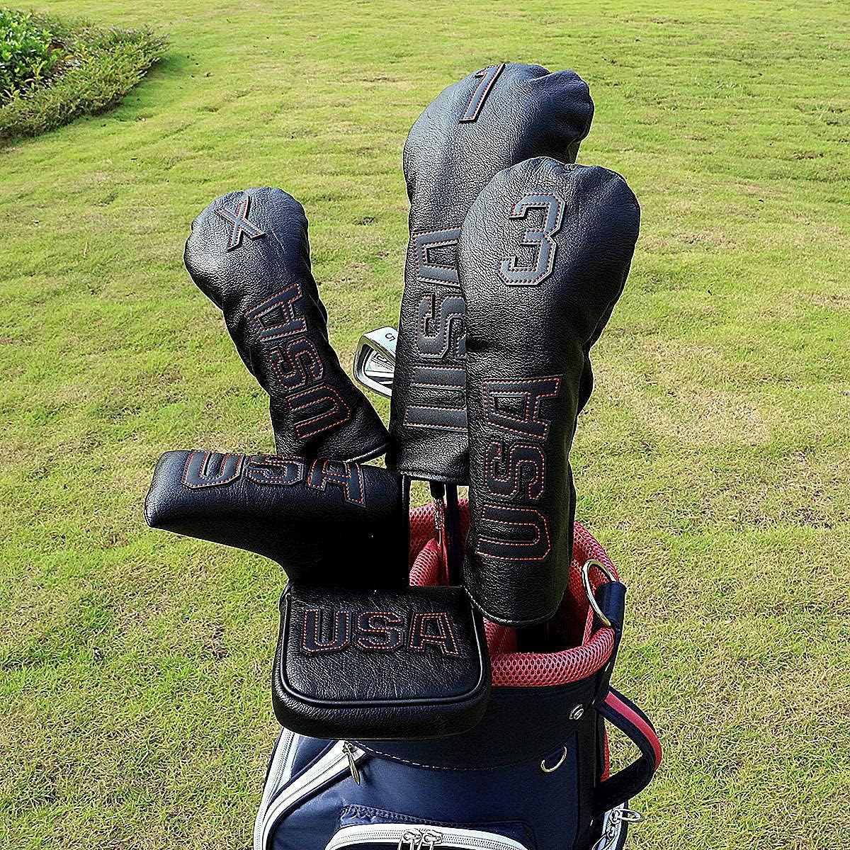 TaylorMade, Titleist, Callaway Golf Driver & Fairway Wood Headcovers - Black Synthetic Leather, Thick, Cool, USA Made