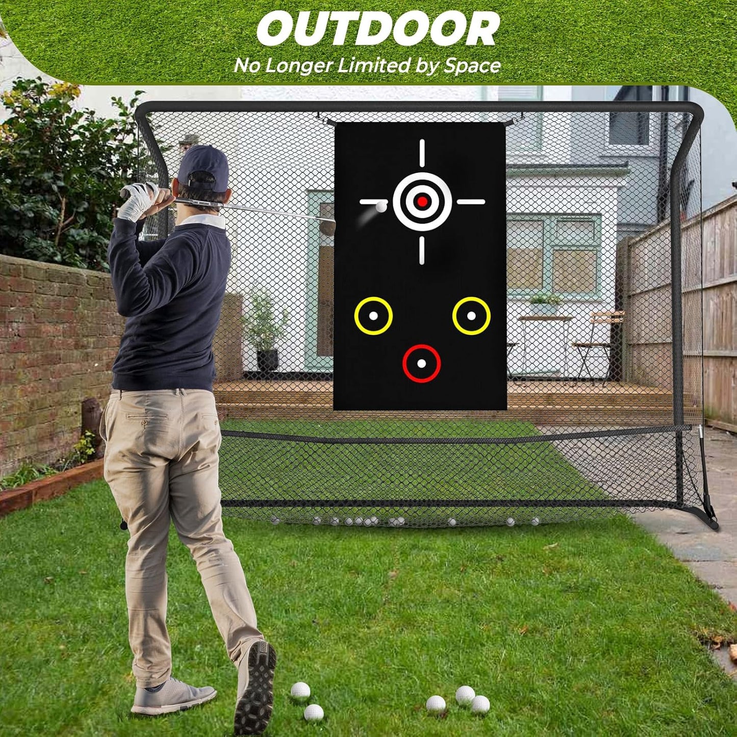 GCCSJ Golf Practice Net(10x7.5ft), Golf Hitting Net, Hitting Net with Target Cloth for Indoor or Outdoor Use, Heavy Duty with Carry Bag, Nets for Backyard