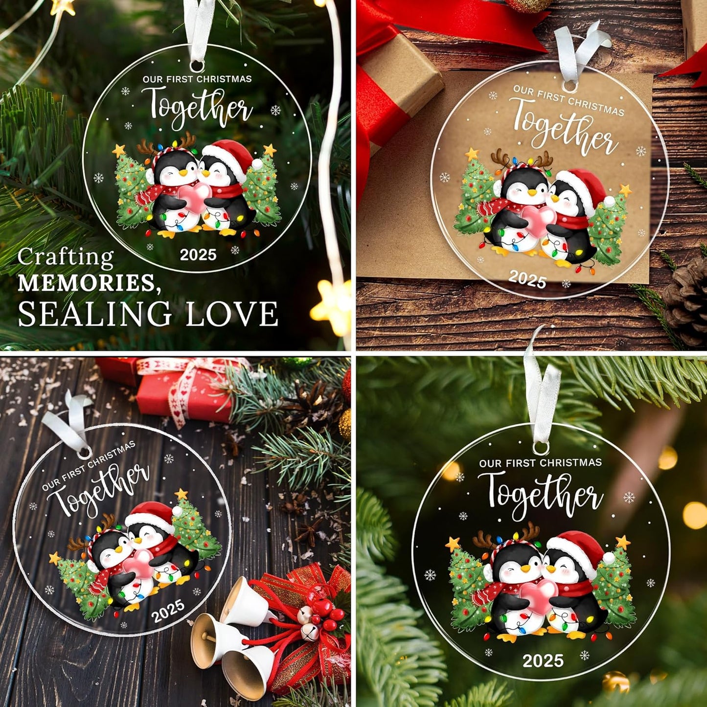 HEXMOZ First Christmas Together Ornament 2025 - Penguin Couples First Christmas Ornament - Couples Gifts for Him Her, Boyfriend Girlfriend, Married Couple Better Together Anniversary - Xmas Decoration