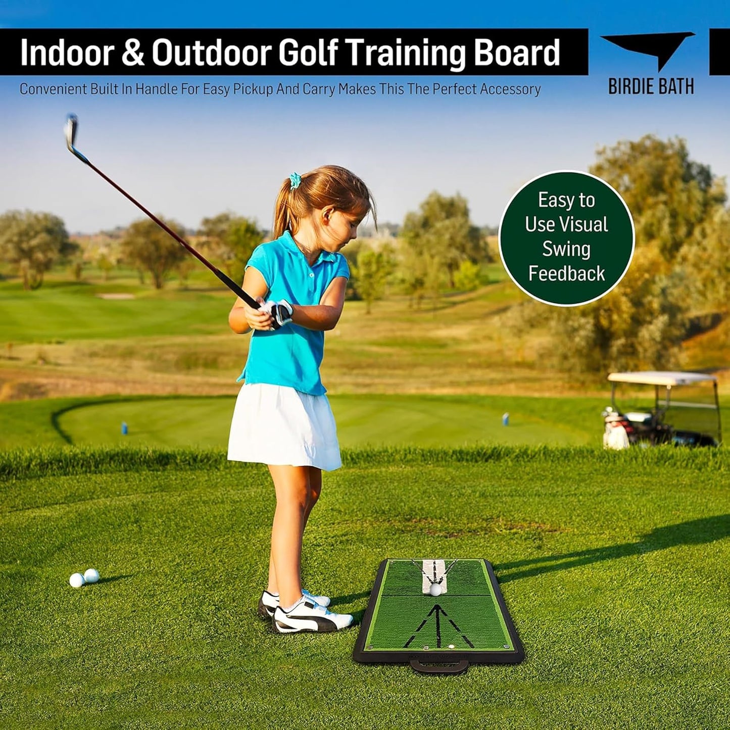 Birdie Mat Pro Premium Swing Training Mat for Analyzing Swing Path and Ball Impact