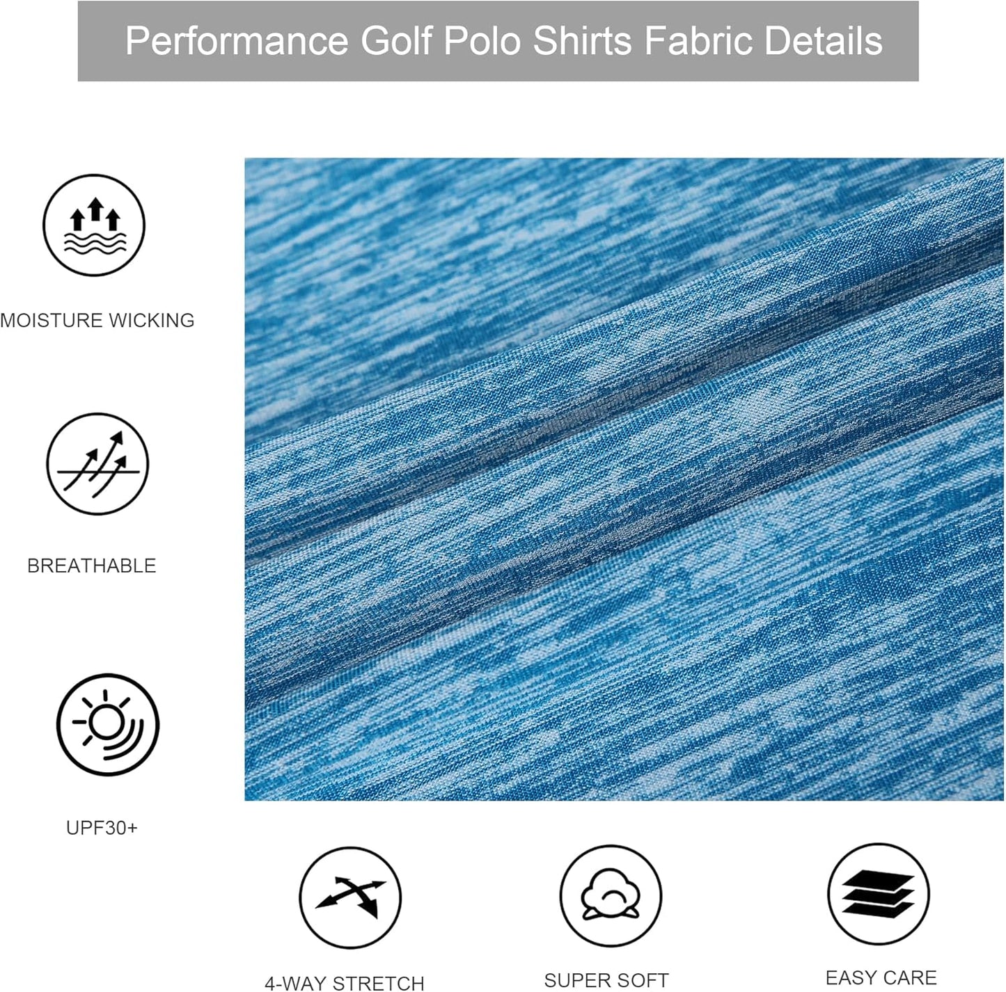 Alex Vando Mens Golf Shirt Moisture Wicking Quick-Dry Short Sleeve Casual Polo Shirts for Men