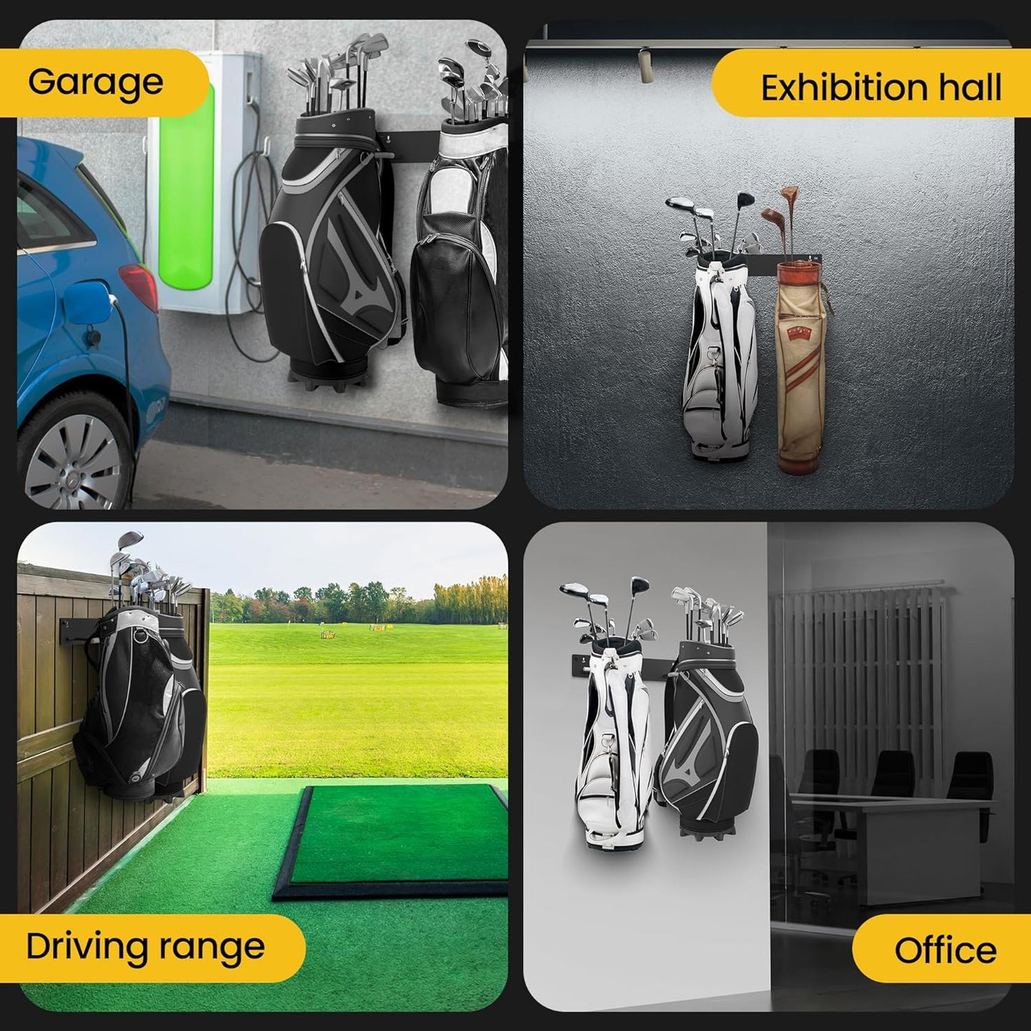 Wall Mounted Golf Bag Storage Rack,Golf Bag Storage Rack for Garage,Golf Bag Organizer for Garage,Golf Bag Hangers/Holder/Hook for Garage,Golf Storage System & Accessories