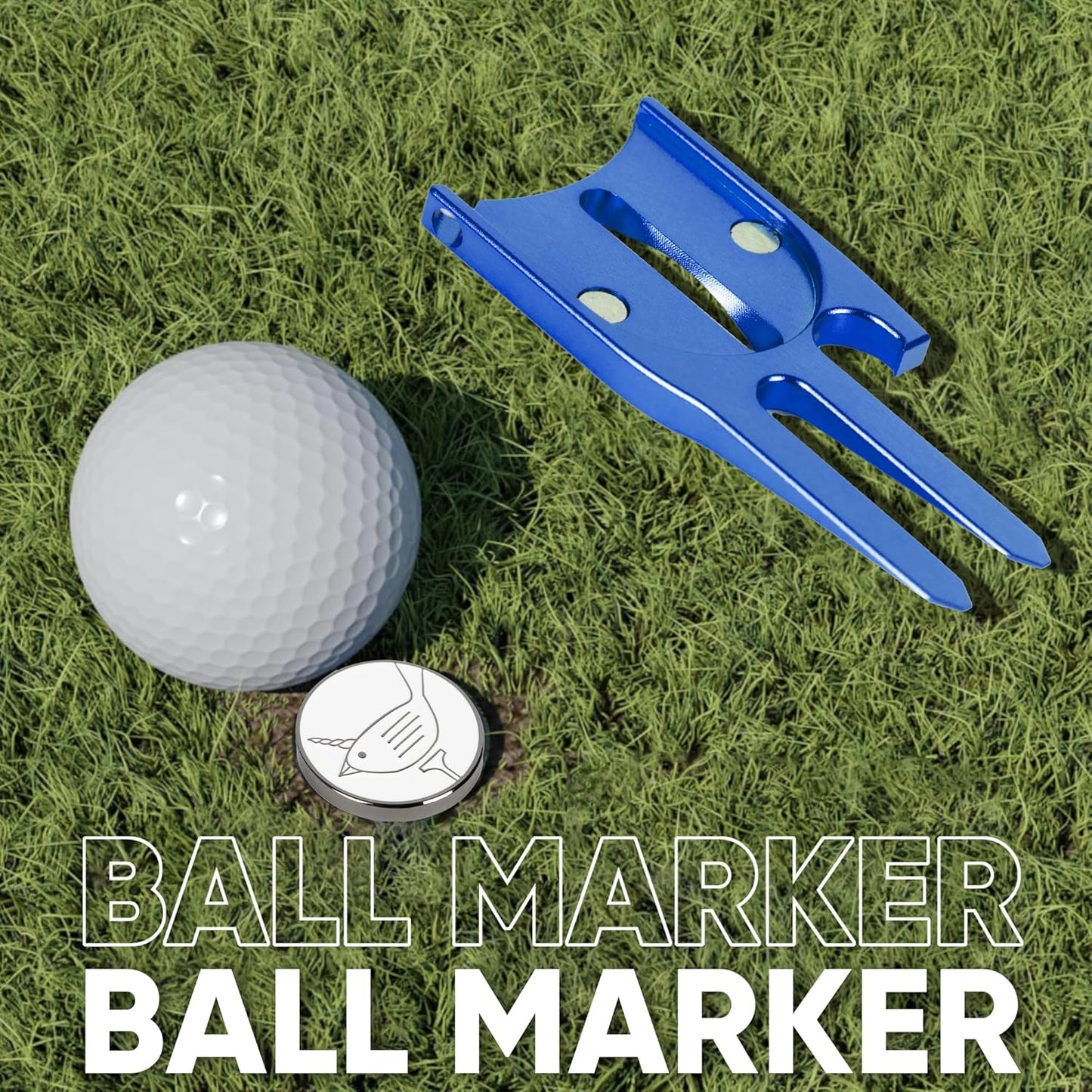 Birdicorn Golf Divot Repair Tool & Golf Ball Marker 6-in-1 Golf Divot Tool