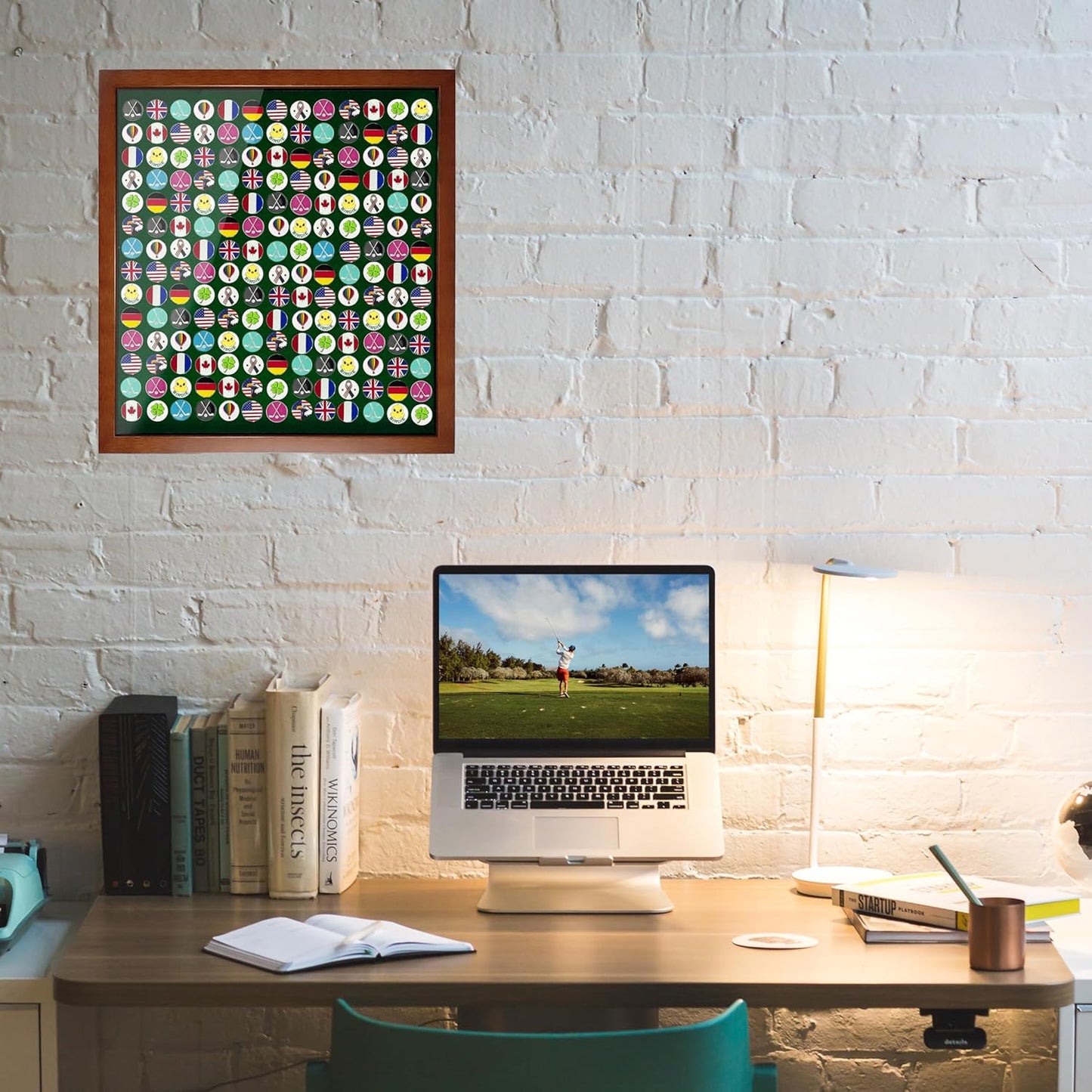 100 Golf Ball Marker Display Case Magnetic 15.5" W x 16.5" H Wall Mounted Ball Marker Display Frame Shadow Box Acrylic Cover Magnetic Back Panel Suitable for Collecting Golf Ball Marker