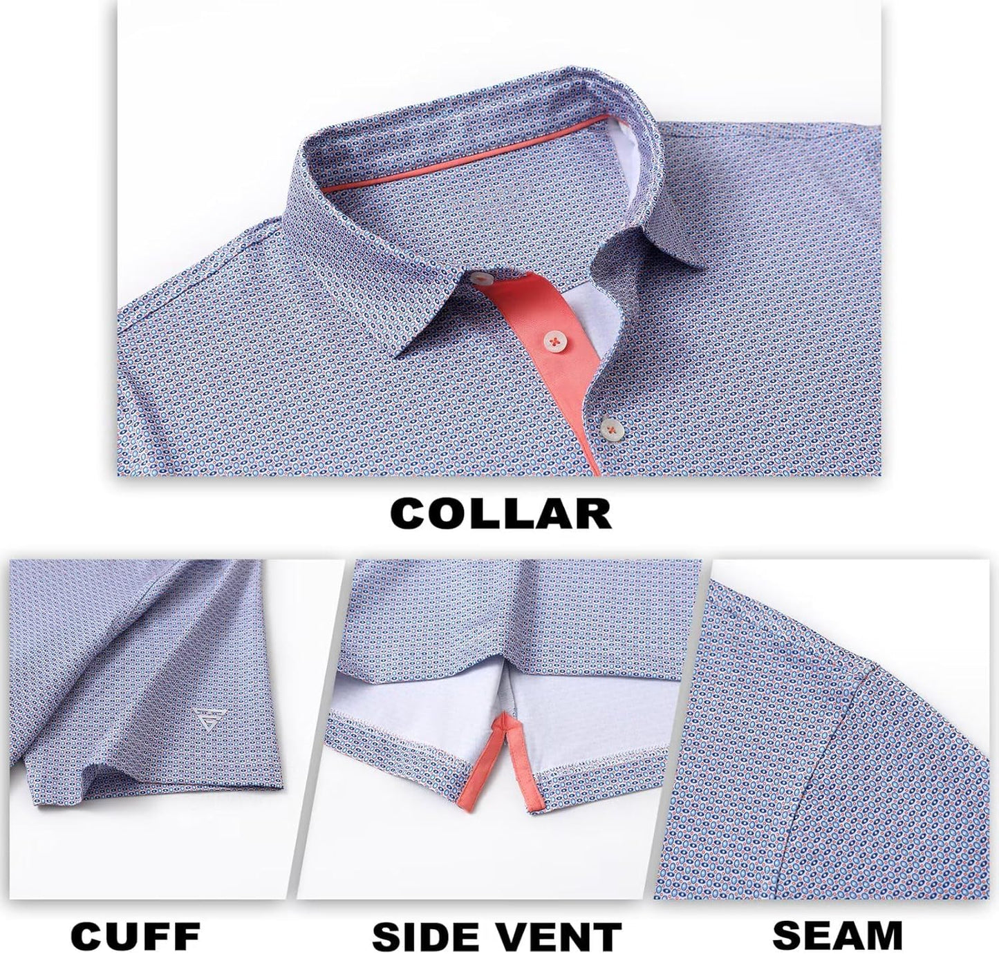 M MAELREG Mens Golf Shirt Short Sleeve Dry Fit Print Moisture Wicking Performance Patterns Collared Polo Shirt