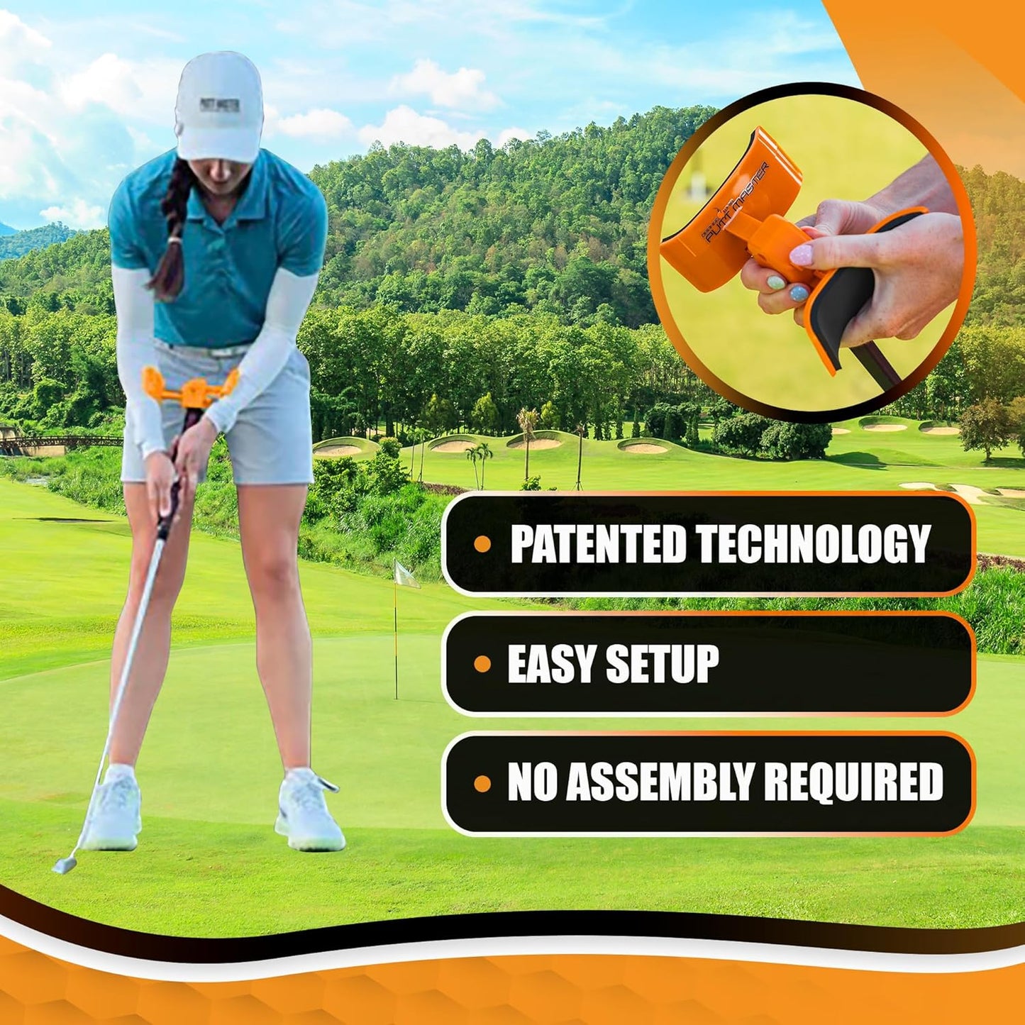Orange Whip Golf Putting Aid Trainer, Patented Short Game Golf Swing Training for Precision and Accuracy, Made in USA by Orange Whip