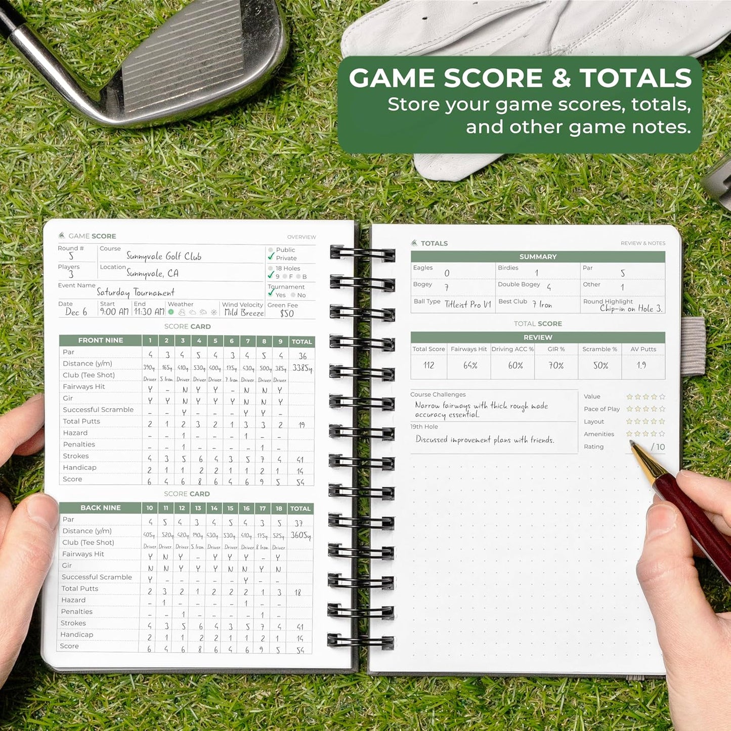 Clever Fox Golf Log Book – Small Training & Scorecard Journal – Pocket Notebook – Golf Practice Accessories & Gifts Ideas for Men (Gray)