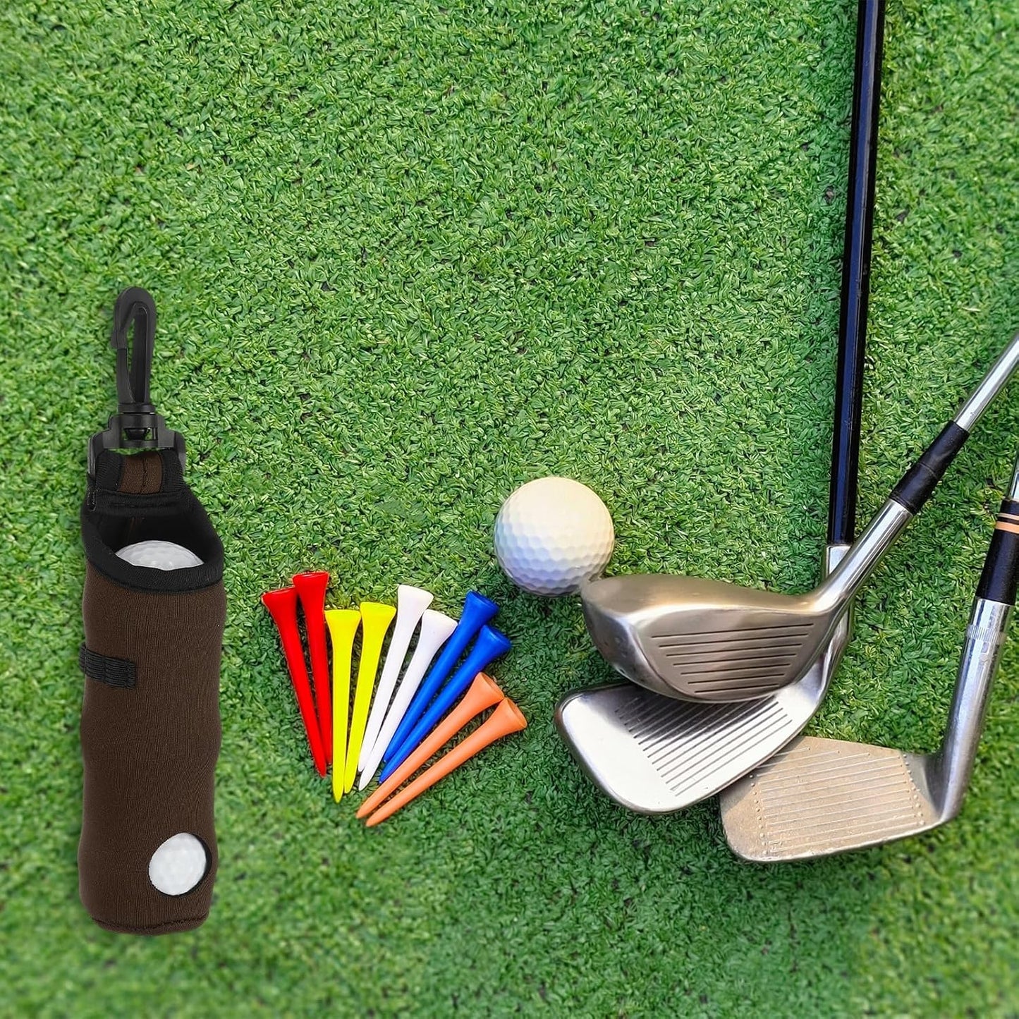 uxcell Golf Ball Carry Bag, Waist-Mounted Storage Bag Neoprene Golf Tee Holder Pouch with Lightweight Hook for Men and Women