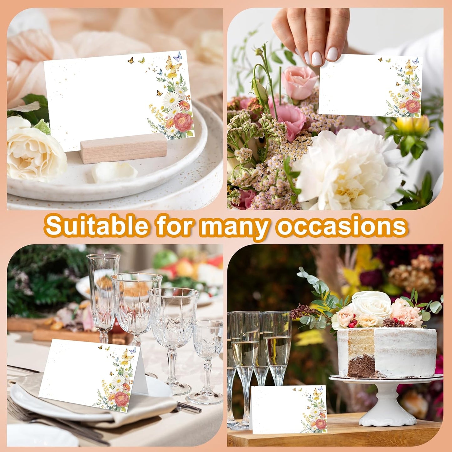 Floral Place Cards, Butterfly Table Place Cards For Table Setting, Name Cards For Birthday Party Wedding Reception Bridal Shower, 25 Cards Included -19