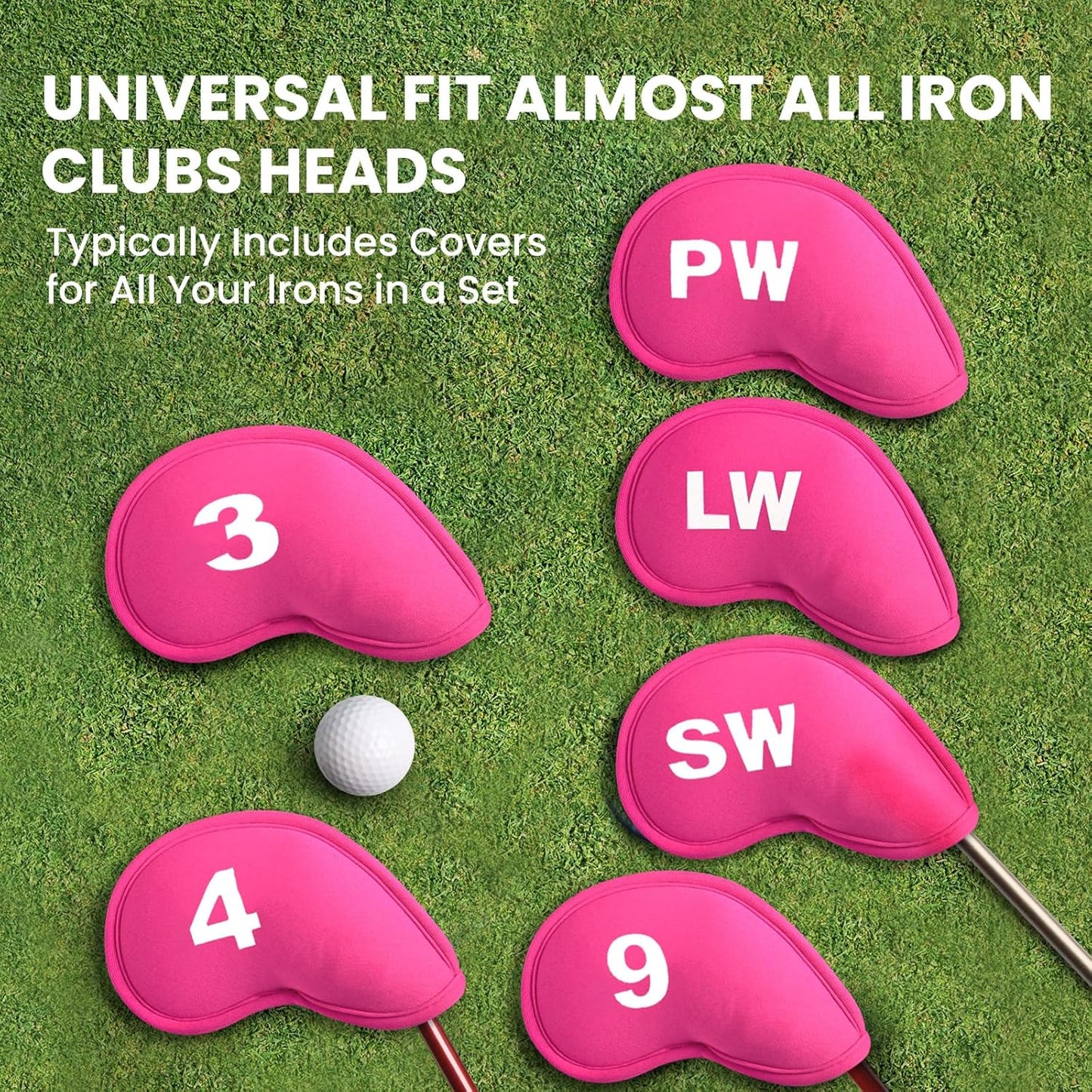 Golf Iron Head Covers Magnetic Soft Protection Printed Numbers Value Set, Durable Neoprene Headcover for Irons, Lightweight in Blue Black Pink for Men Women