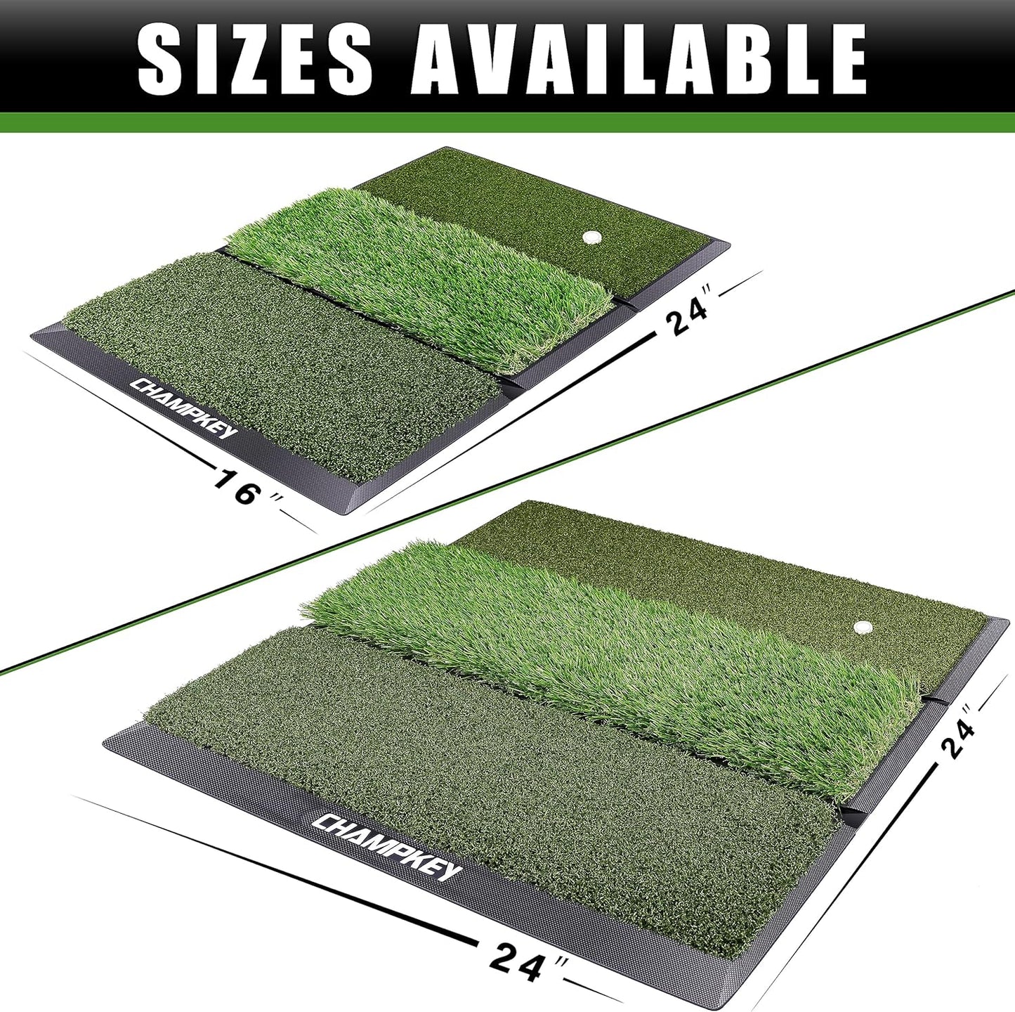 CHAMPKEY Professional Tri-Turf Golf Hitting Mat | Heavy Duty Rubber Backing Practice Mat Ideal for Indoor and Outdoor Training