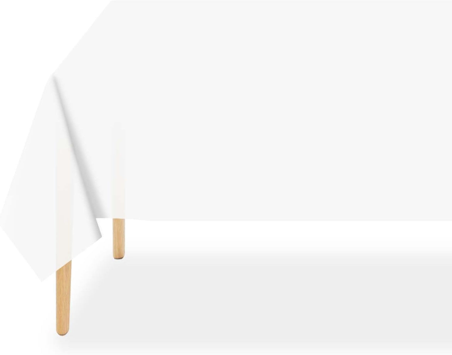 QIKSION Plastic Table Cloth Disposable 6 Pack, 54 x 108 Inch Tablecloths for Rectangle Tables, White Plastic Table Cover