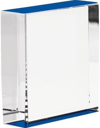 Crown Awards Customizable Crystal Trophy, 4" Engraved Blue Spotlight Crystal Award