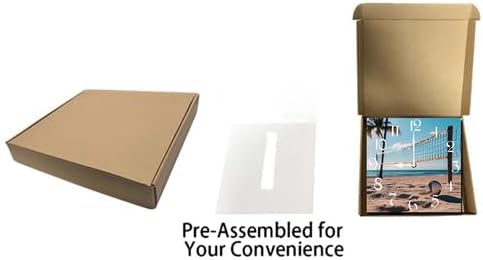 Volleyball Square Clock Silent No Ti.ck Battery Powered Home Decor 10inch Wooden Wall Clock for Living Room Kitchen Bathroom Farmhouse