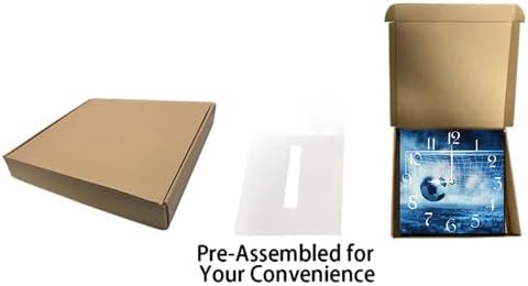 Football Square Clock Silent No Tick Battery Powered Home Decor 10inch Wooden Wall Clock for Living Room Kitchen Bathroom Farmhouse