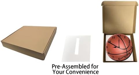 Silent No Tick Sports Theme Wall Clock Wooden Round Basketball Pattern Wall Clock Battery Powered Suitable for Home Decoration Boys Room Living Room School Birthday Gift 10inch