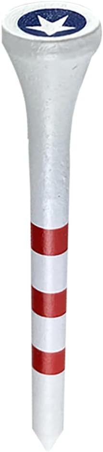 PrideSports 3-1/4" Pride Performance Wood Golf Tees - Special Edition Stars and Stripes - 45 Count - Designed for Less Friction and Longer Drives - Made in The USA