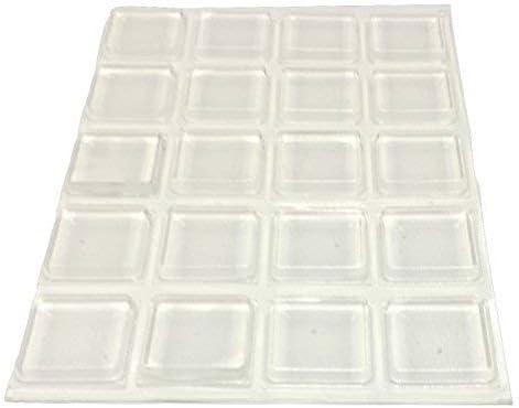 Clear Rubber Bumpers Large - Rubber Feet for Cutting Boards - Glass Table Top Bumpers, Picture Frame Spacers, Self Adhesive Furniture Pads - 1 Inch Square Self Stick Pads - 20 PCs