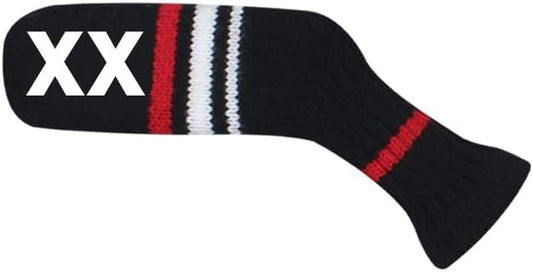 Scott Edward 1/7/10 Pcs Knitted Golf Club Head Covers for Irons Wedge Cuteness and Basically Socks Shape Washable Golf Club Head Protector on Red/Blue Warning Style