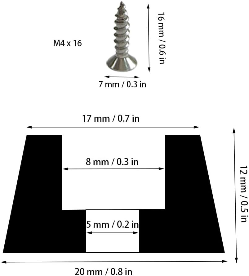 20 PCS Black Rubber Feet Pad with Stainless Screws, Non Slip Rubber Bumper Feet, Black Rubber Feet for Cutting Board, Cutting Board Feet Non Slip, Cutting Board Rubber Feet (0.51" H x 0.78" D)