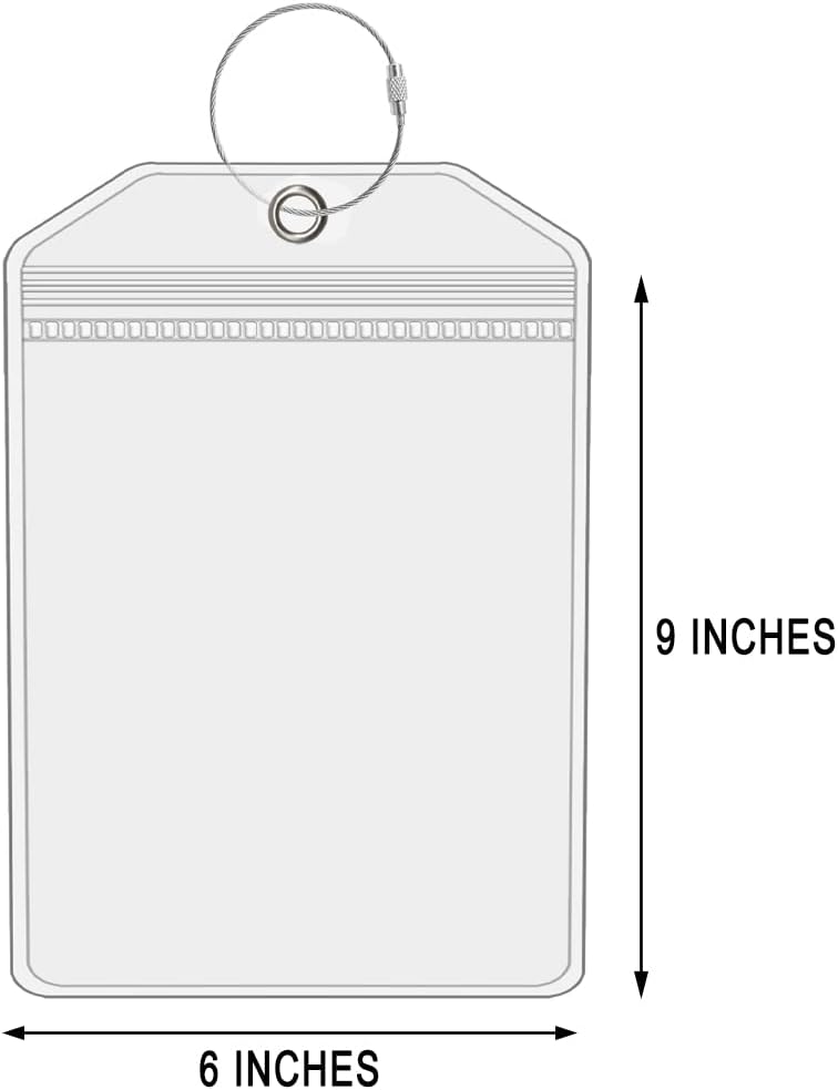 Extra Large Golf Luggage Tag 9" x 6 ", Shipping Label Holder for Golf Bag- Plastic Waterproof Zipper Pouch - PVC Luggage Tag for Ship Sticks 4 Packs
