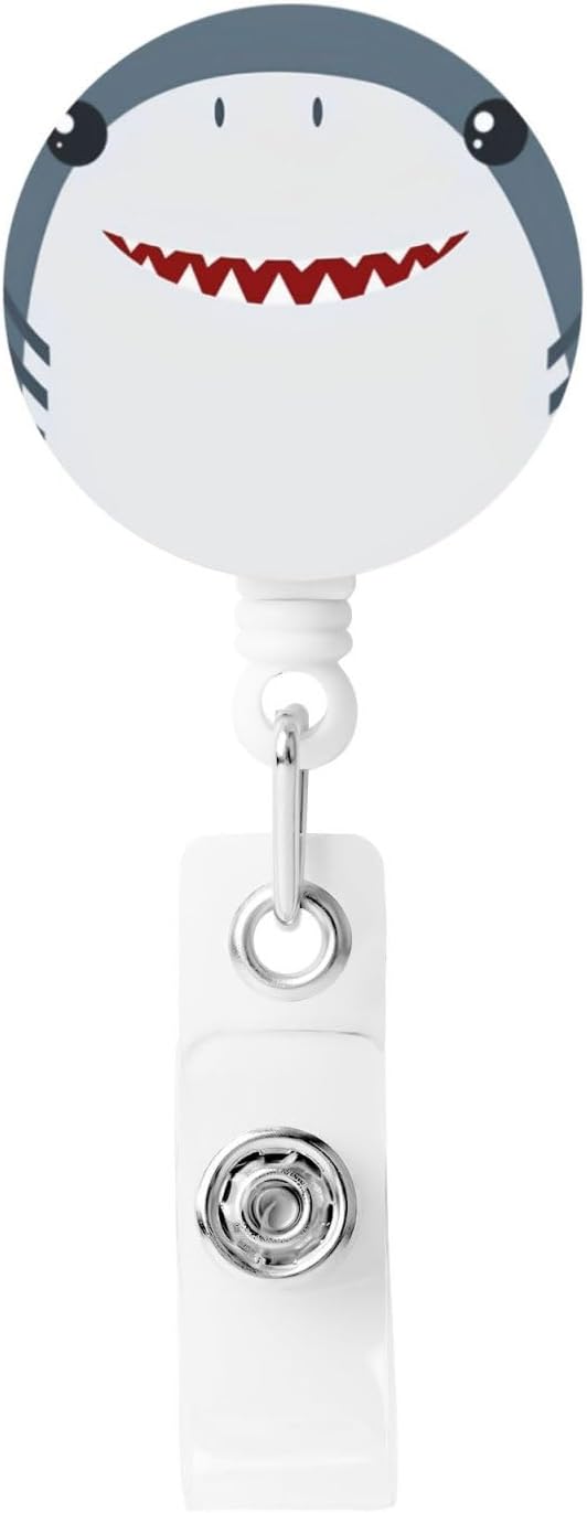 Shark Face Badge Reels Retractable Badge Holder with Clip for Id Name Tag Office Worker Student Teacher Nurse Doctor