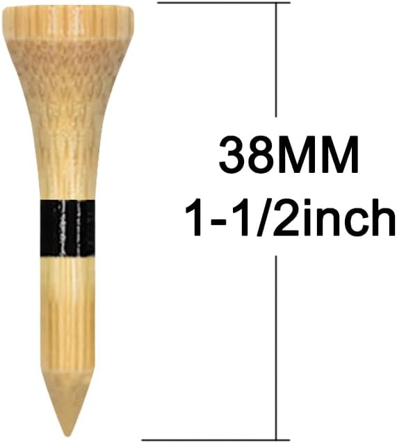 Wooden Golf Tees 3-1/4", 2-3/4", 2-1/8", 1-1/2" Available, 100 Count (Natural Color, White, Black, Blue, Red, Green, Yellow, Pink, Orange)