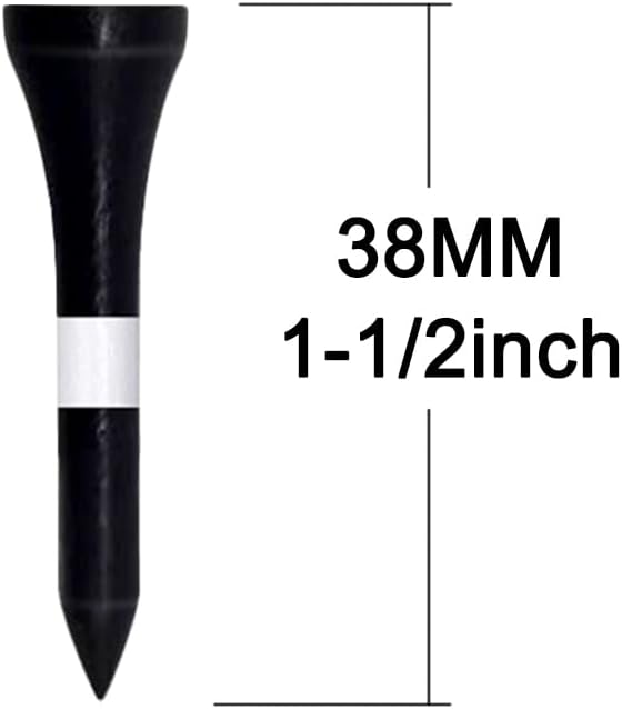 Wooden Golf Tees 3-1/4", 2-3/4", 2-1/8", 1-1/2" Available, 100 Count (Natural Color, White, Black, Blue, Red, Green, Yellow, Pink, Orange)