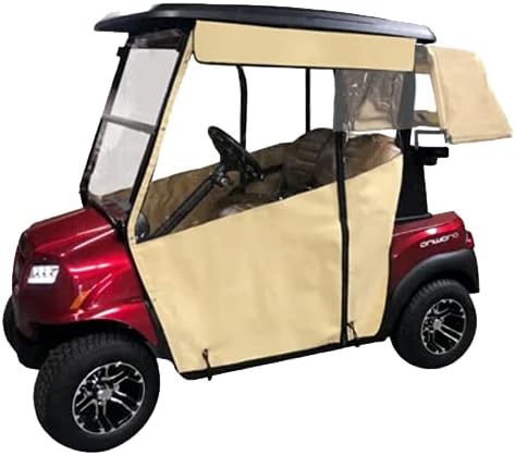 Golf Cart Cover – 3-Sided Track Style Sunbrella Canvas Cart Cover for Yamaha Drive and Drive 2 – Fits Golf Bags, Utility Box, Rear Facing Seat