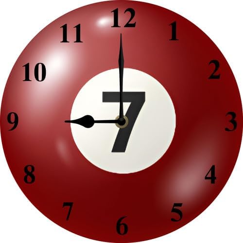 Billiard Seven Ball Wall Clock Pool Room Decor Billiards Gifts for Men Billiard Hall Decoration Silent Non Ticking Battery Operate Man Cave Garage Decor 10inch