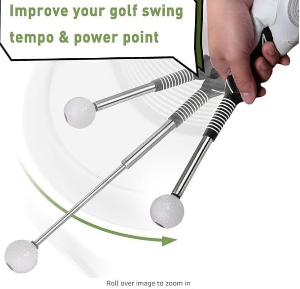 Golf Swing Training Aid , Retractable Golf Training Aid for Right Handed - Golf Swing Trainer with Click Feedback , Ideal for Beginners, Power Training ,Indoor & Outdoor Practice (Correcting Arm Band)